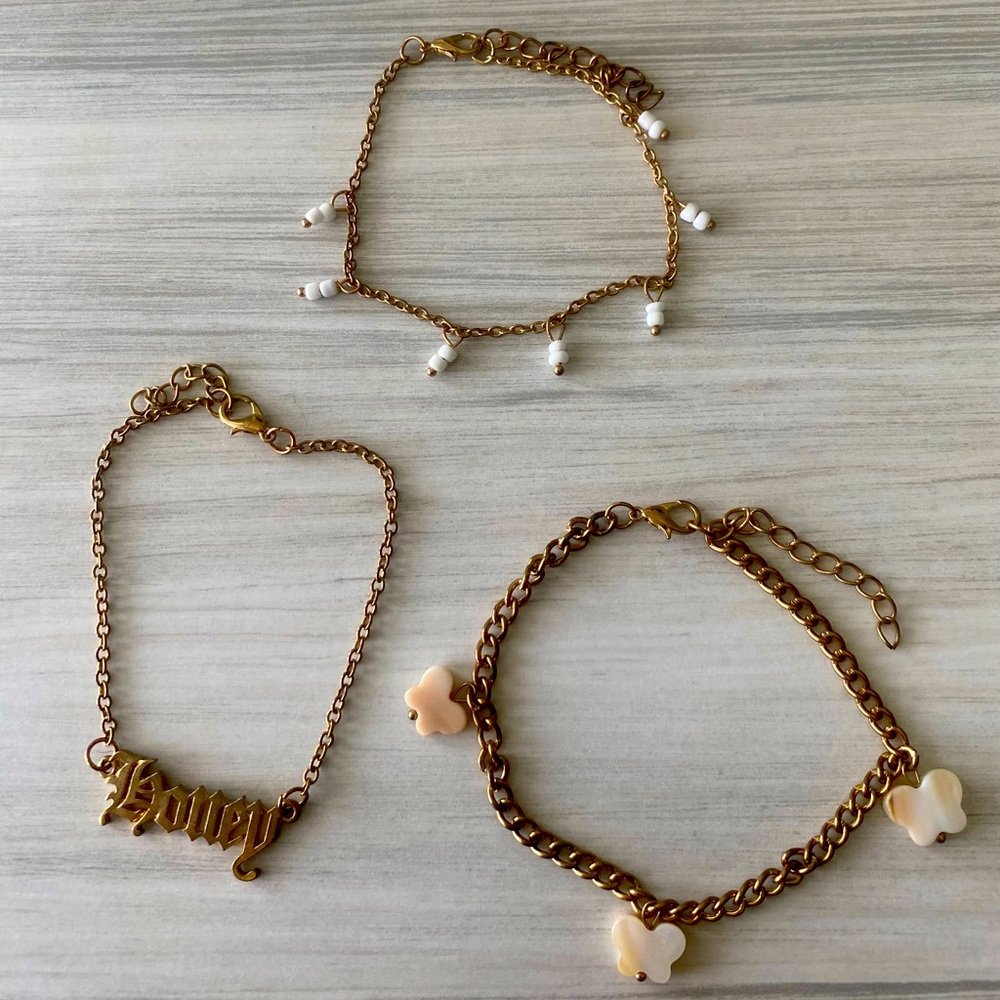 3 Gold Colored Bracelets
